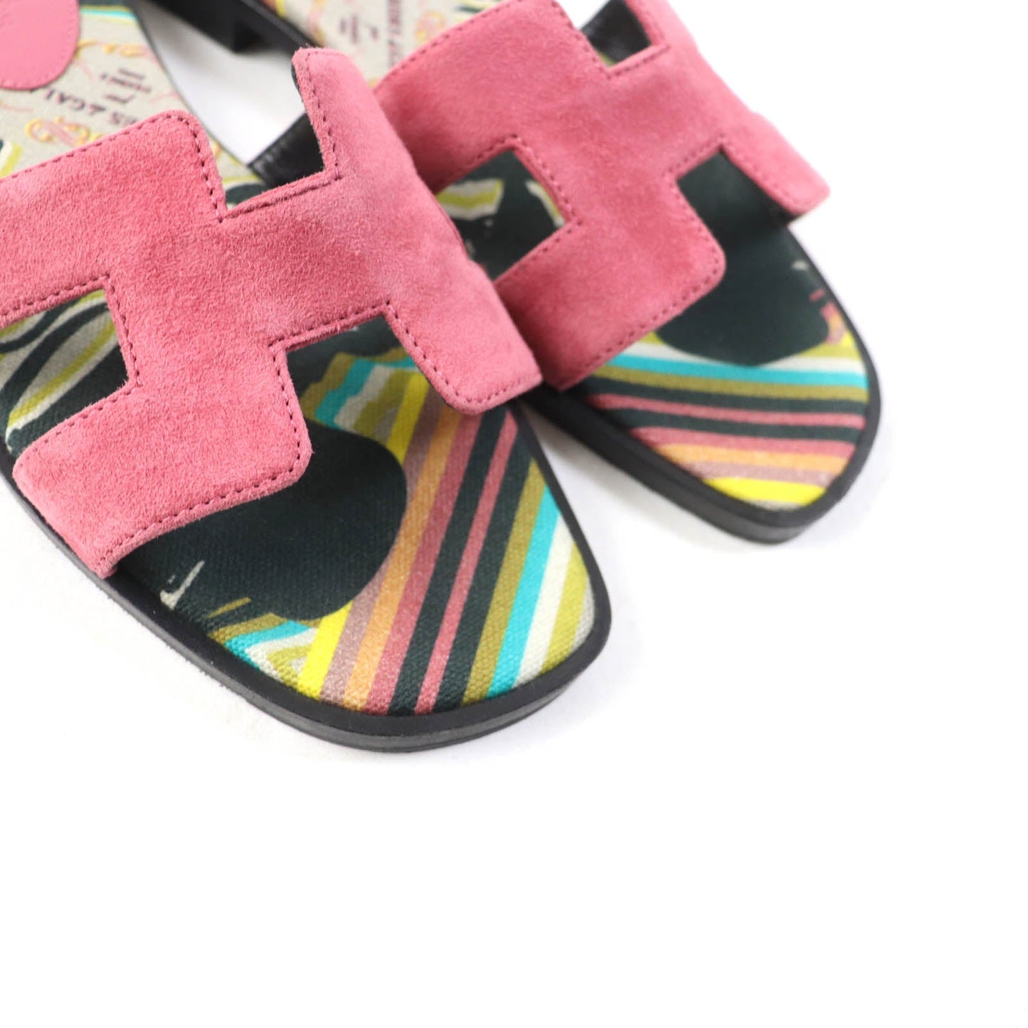HERMES Sandals Suede leather pink Oran 36