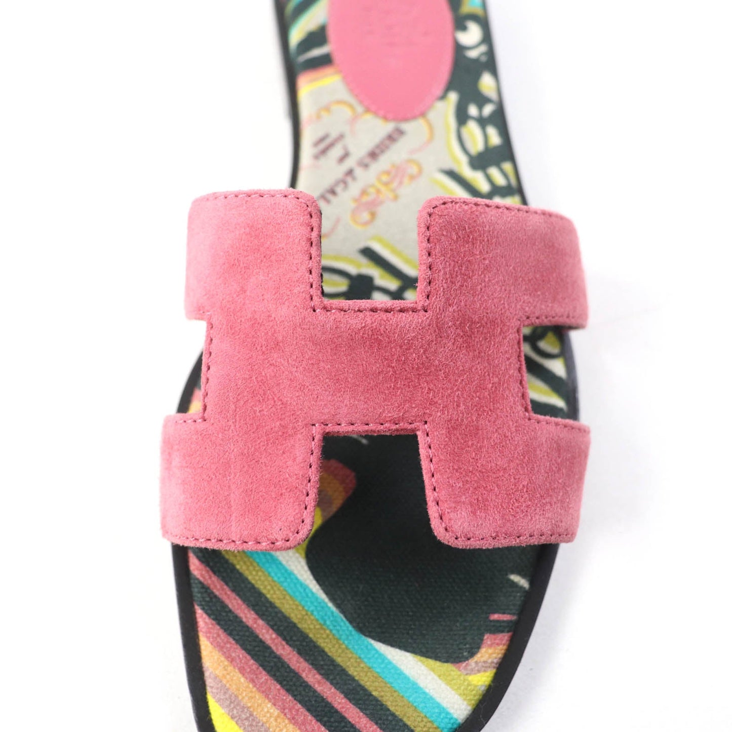 HERMES Sandals Suede leather pink Oran 36