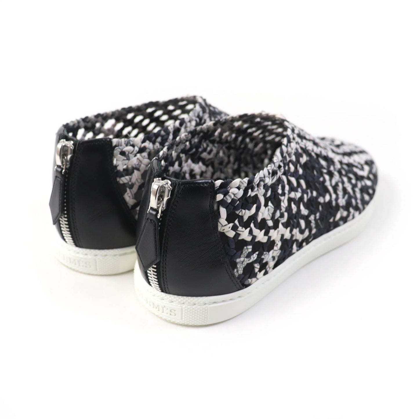 HERMES Slip-on Silk, Leather Black type Mesh sneakers Size unknown