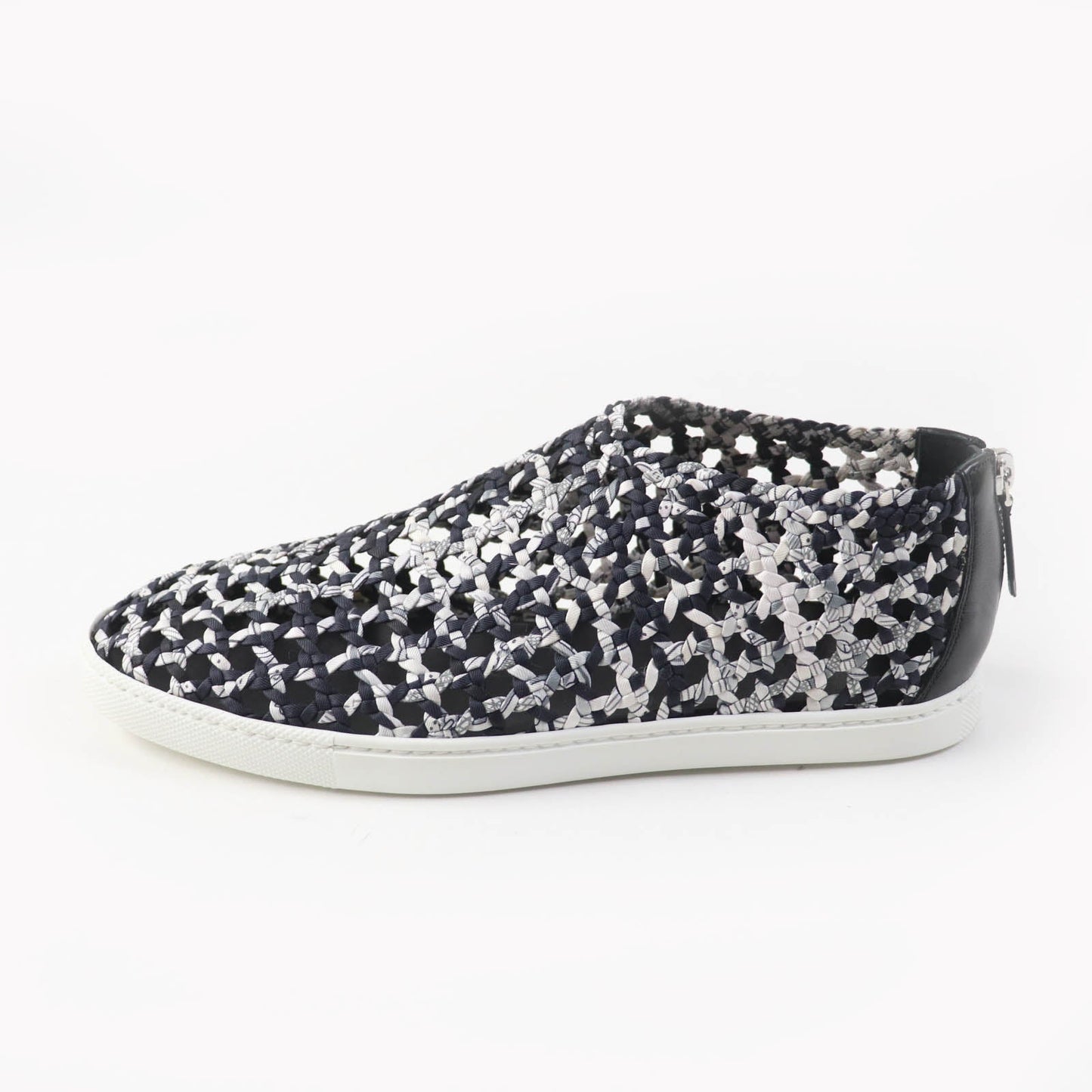 HERMES Slip-on Silk, Leather Black type Mesh sneakers Size unknown