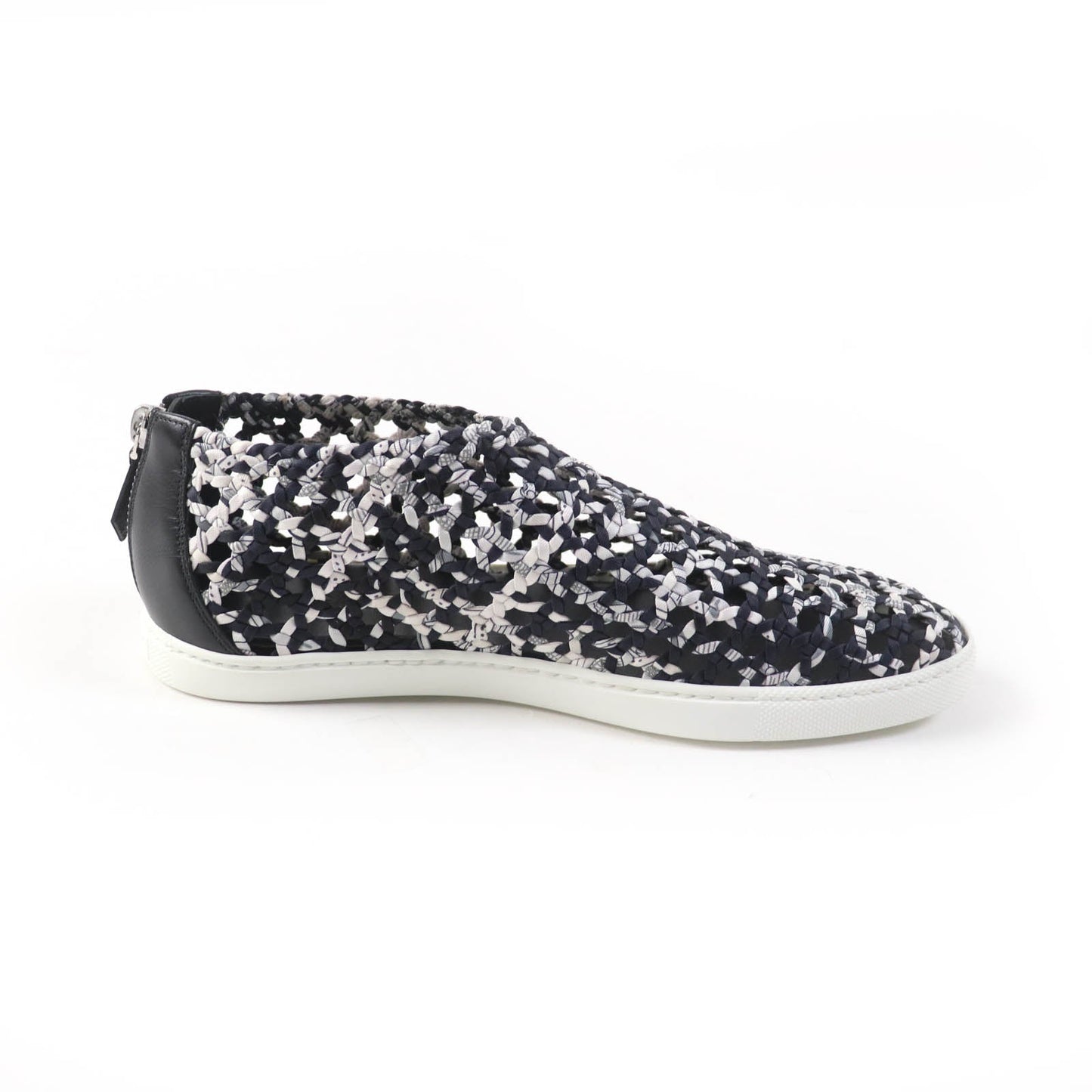 HERMES Slip-on Silk, Leather Black type Mesh sneakers Size unknown
