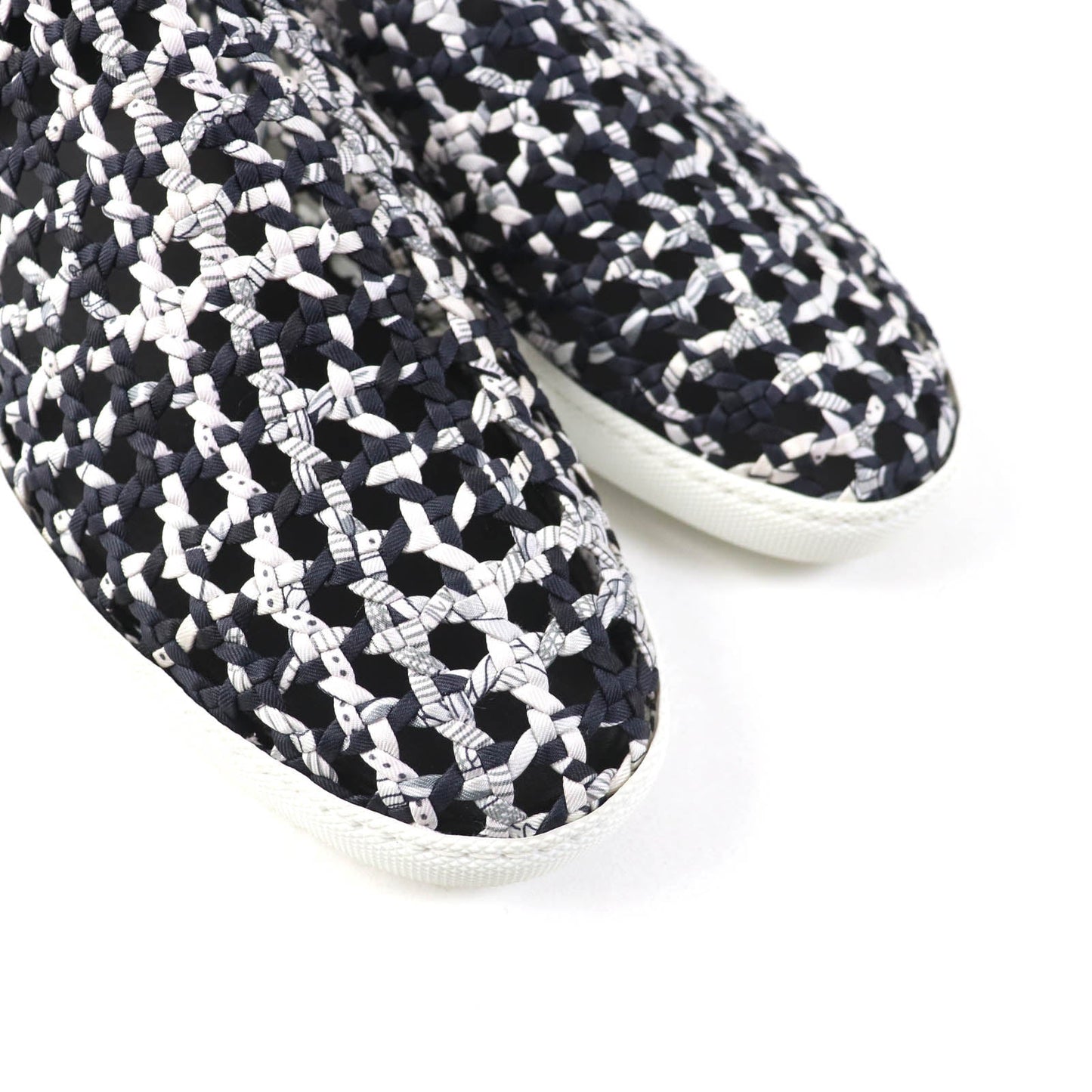 HERMES Slip-on Silk, Leather Black type Mesh sneakers Size unknown