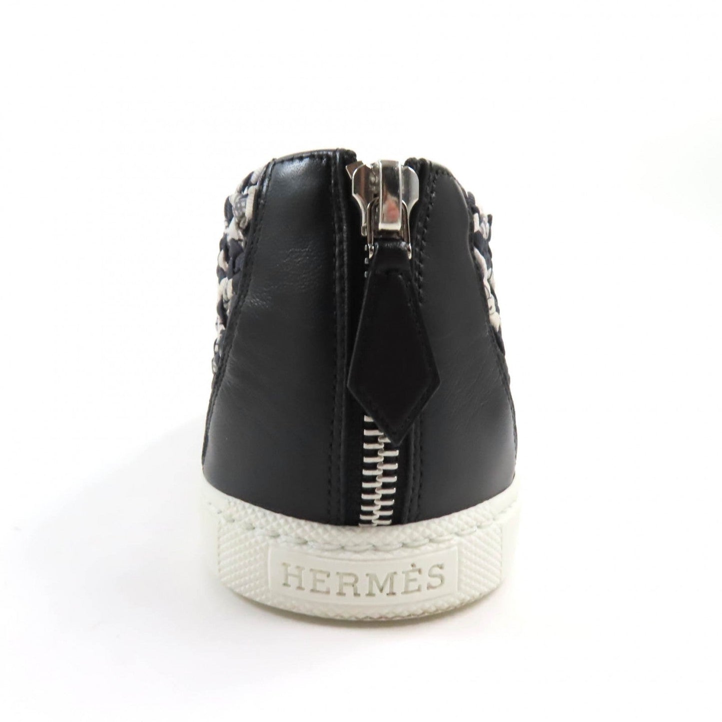 HERMES Slip-on Silk, Leather Black type Mesh sneakers Size unknown