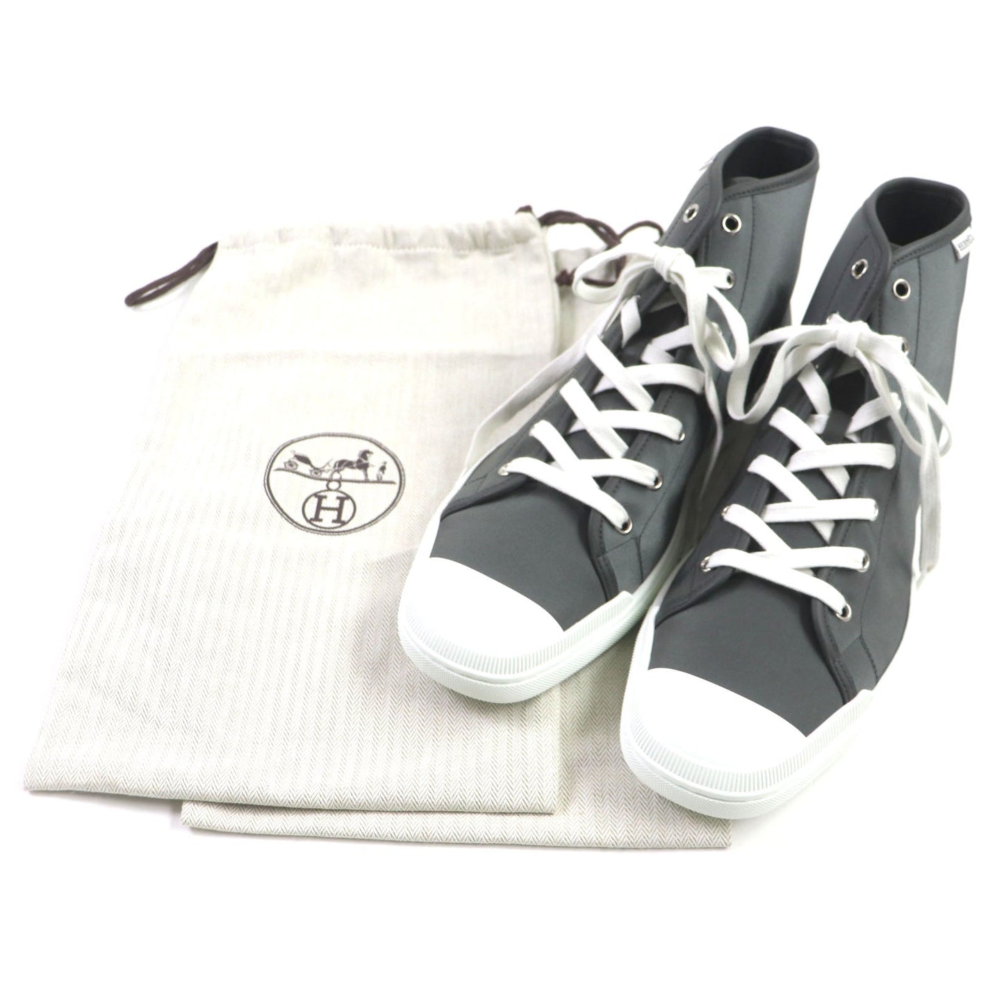 HERMES High cut sneakers 221929ZH Nylon Dark gray 43