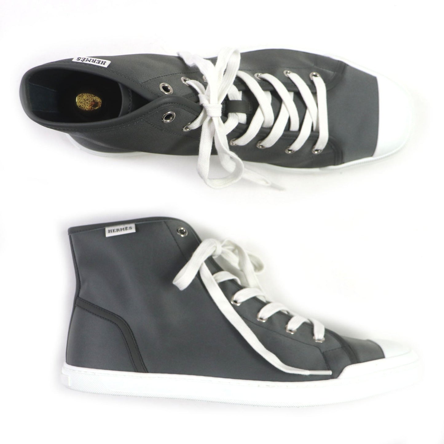 HERMES High cut sneakers 221929ZH Nylon Dark gray 43