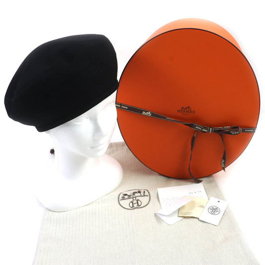 HERMES beret 222023N cashmere black Betec Saint Honore 58