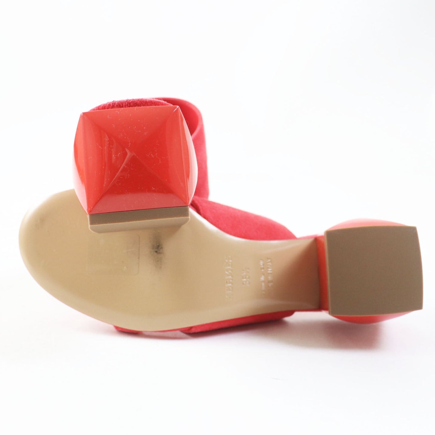 HERMES Sandals 211060Z Suede leather Rouge Corazon Cornelia 35.5