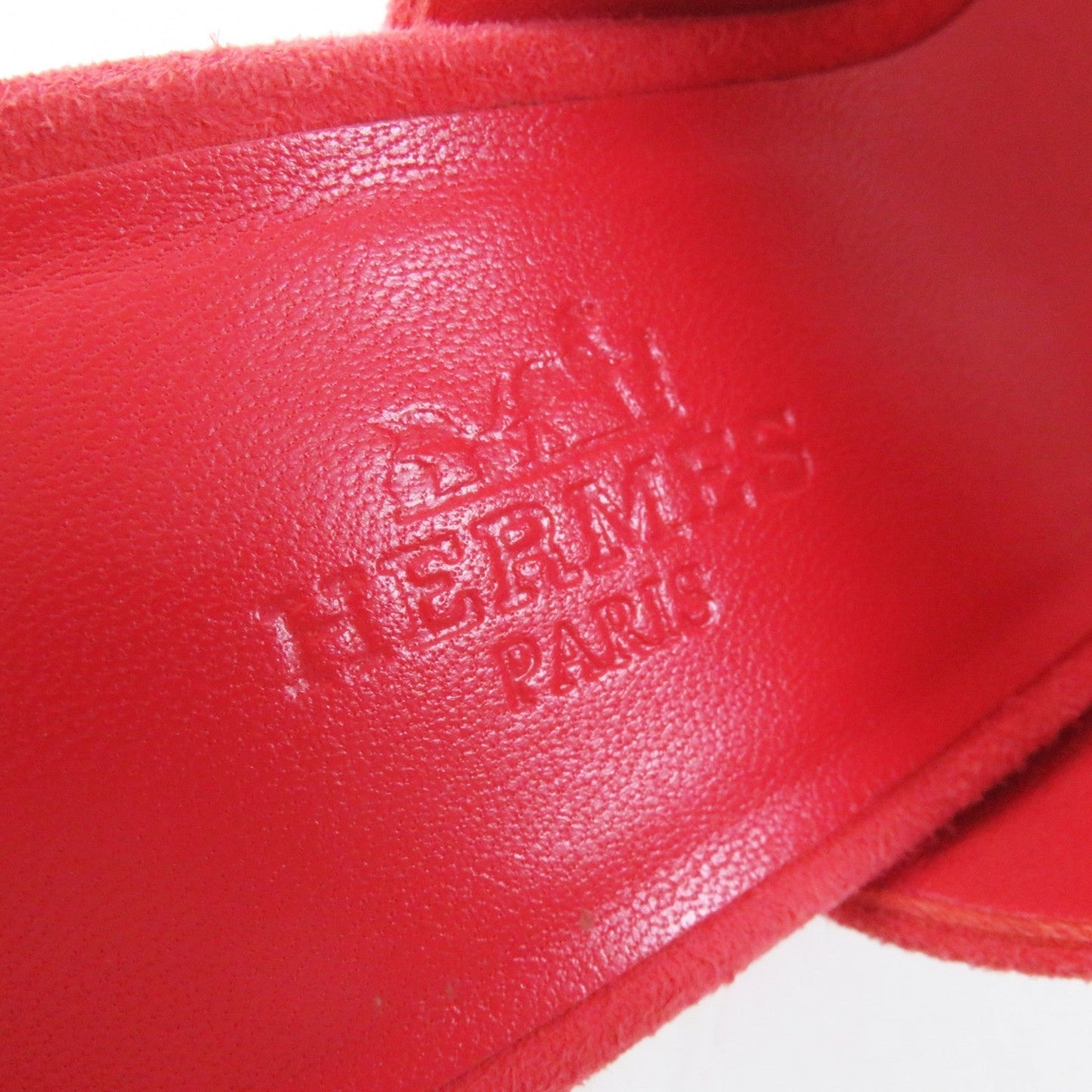 HERMES Sandals 211060Z Suede leather Rouge Corazon Cornelia 35.5