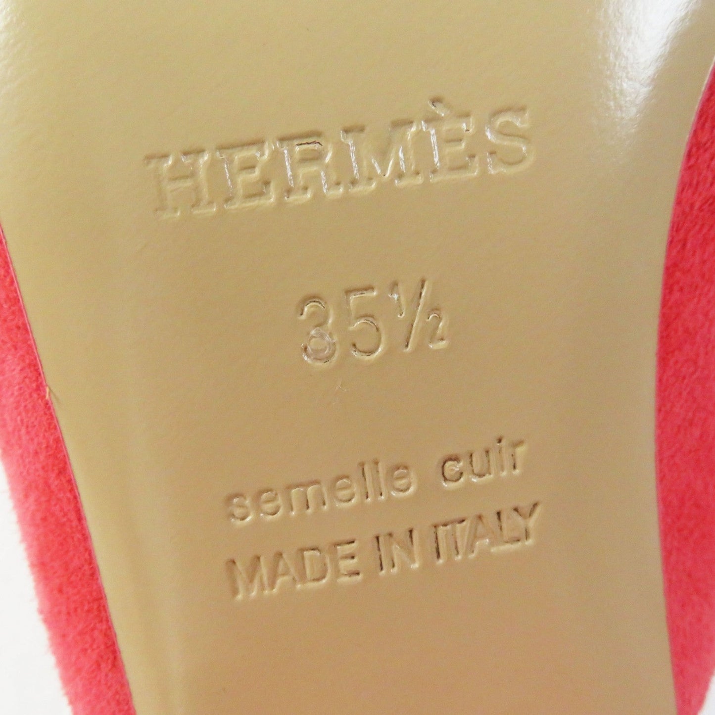 HERMES Sandals 211060Z Suede leather Rouge Corazon Cornelia 35.5
