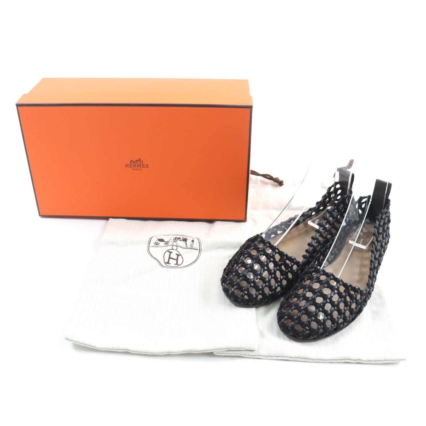 HERMES pumps leather black Minoruk 36.5