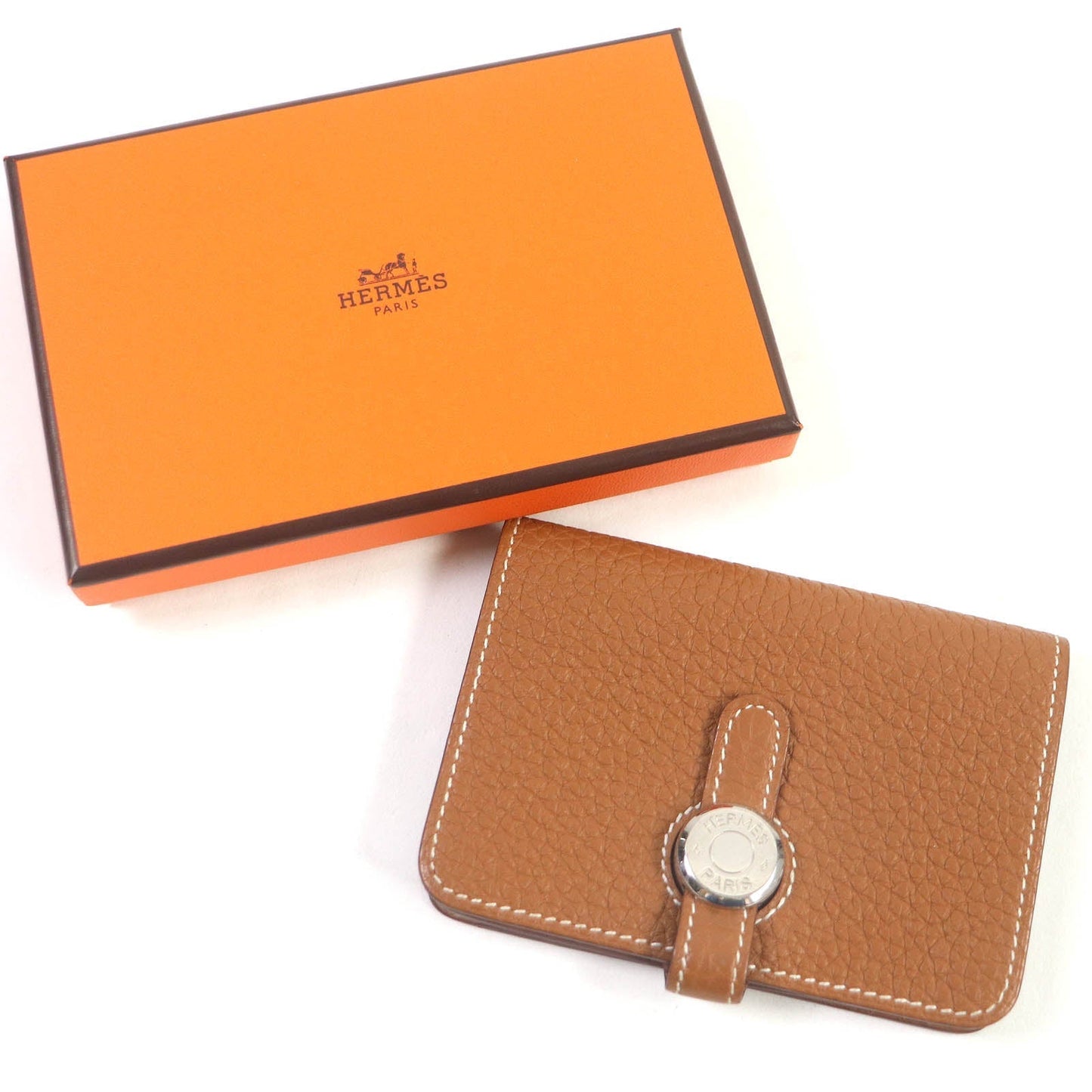 HERMES Card Case Togo gold Dogon