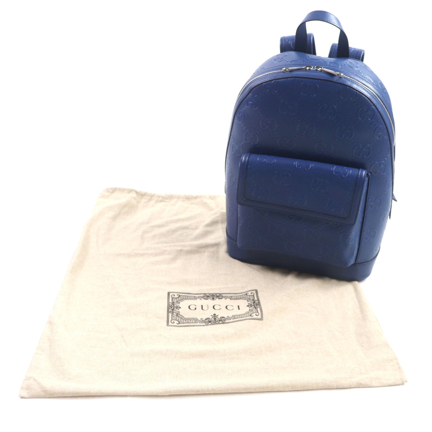 GUCCI Backpack 658579 leather blue GG emboss