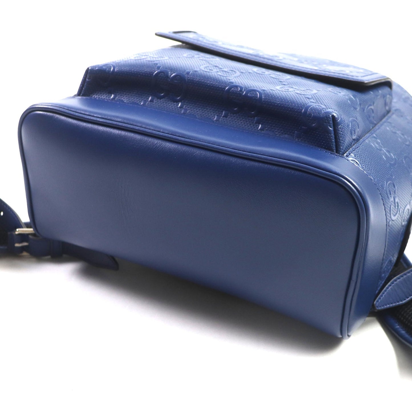 GUCCI Backpack 658579 leather blue GG emboss