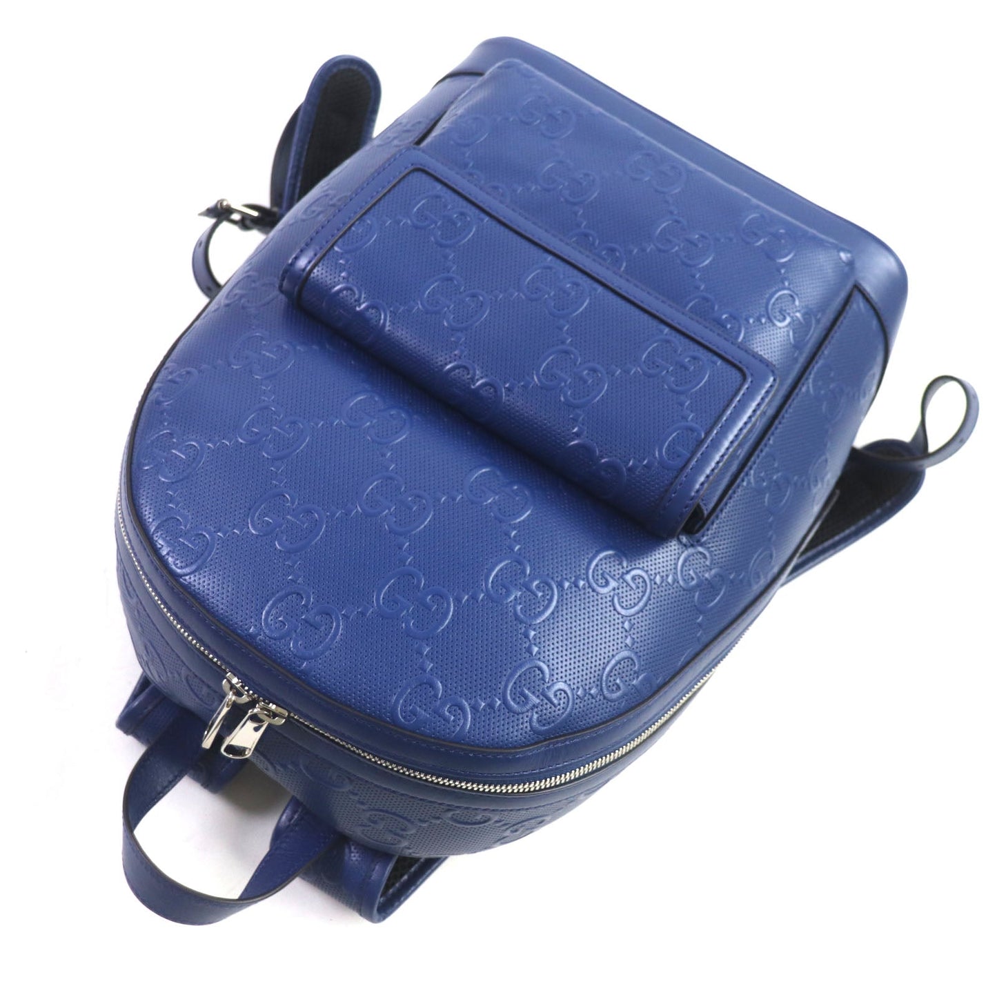 GUCCI Backpack 658579 leather blue GG emboss
