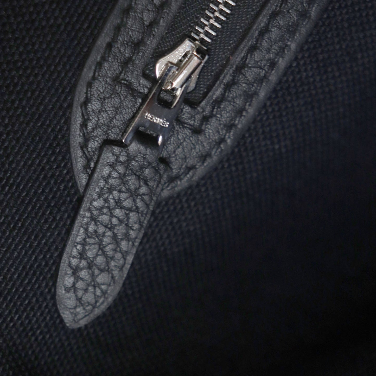 HERMES Tote Bag Toile Militaire Black camel Pure Sangle