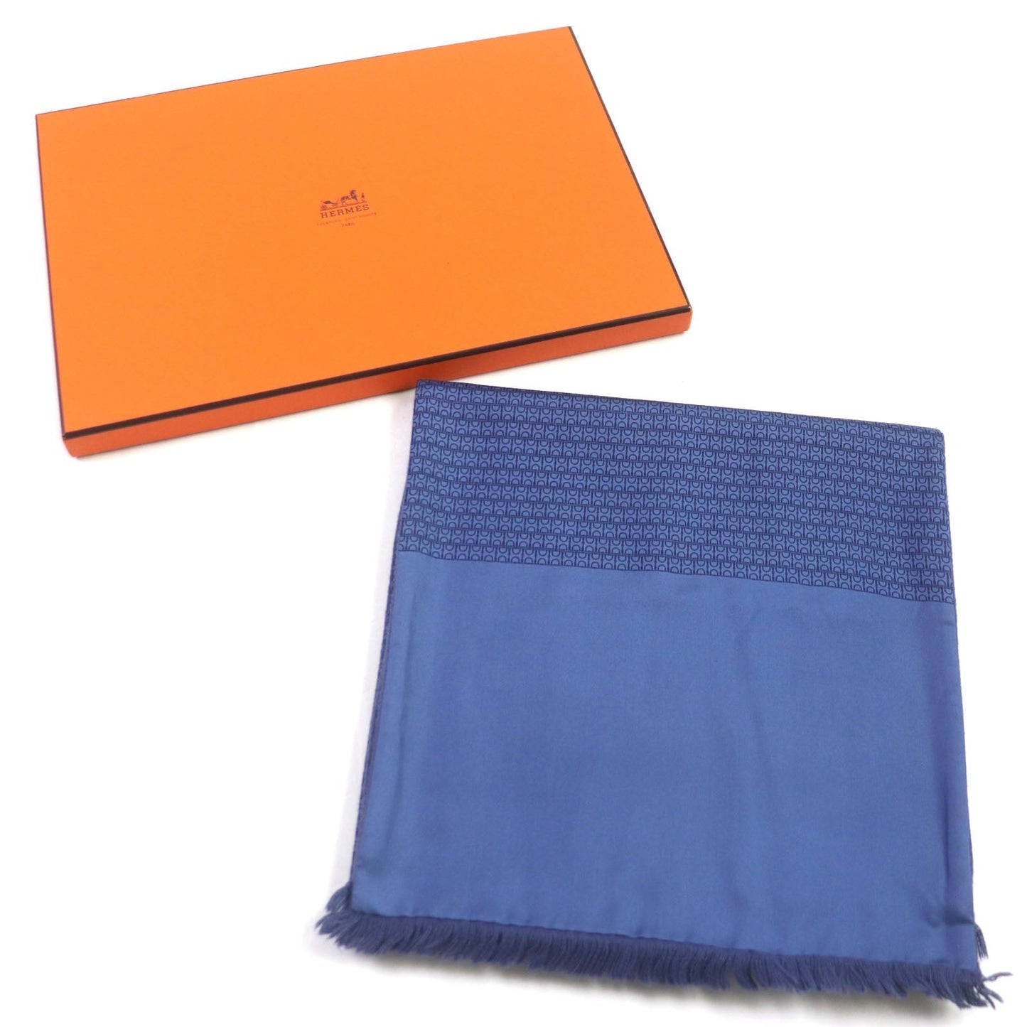 HERMES Scarf Angola blue