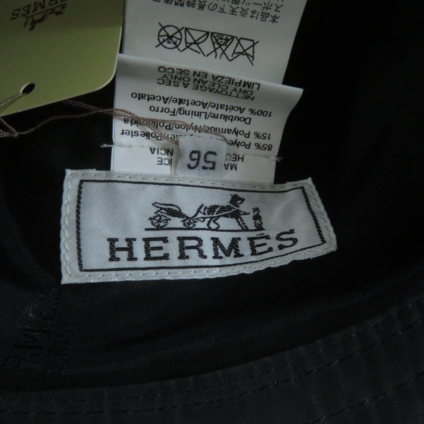HERMES hat 991033N polyester black 56