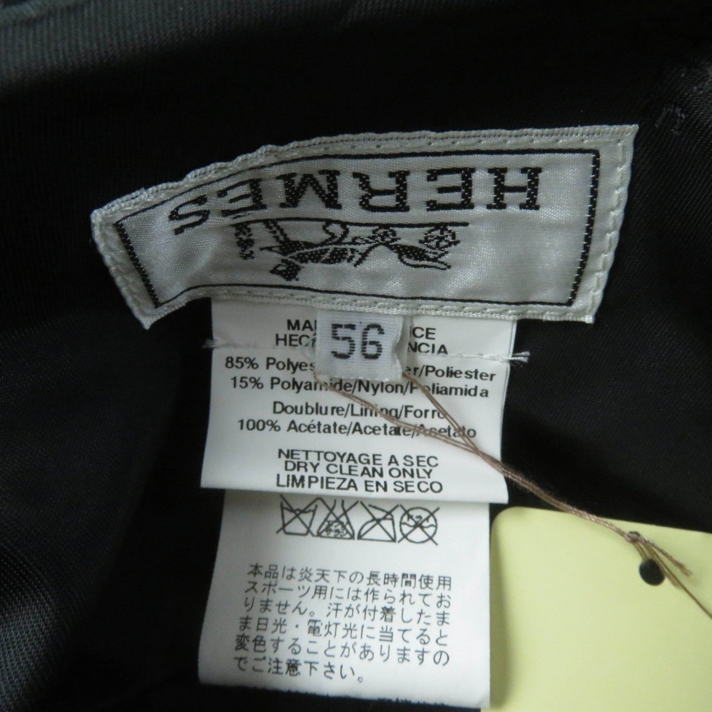 HERMES hat 991033N polyester black 56