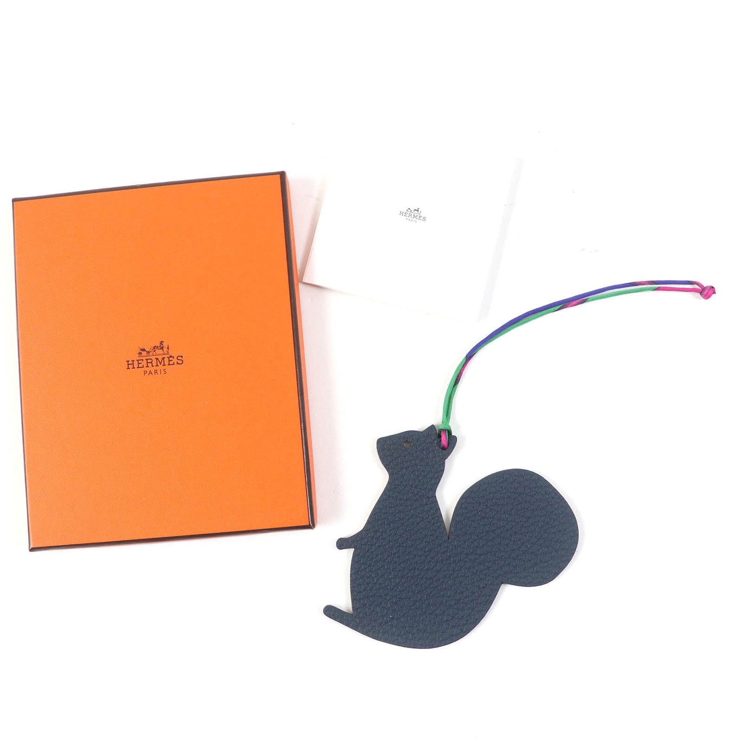 HERMES Bag charm Epsom / Togo Navy gray Petit Ash