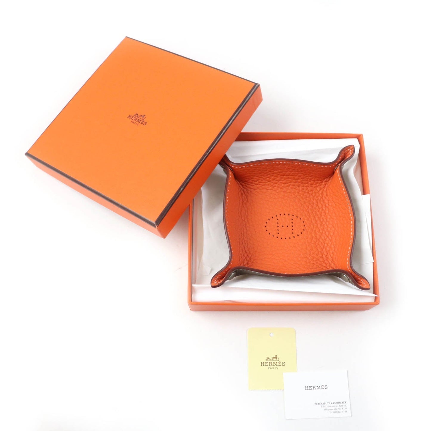 HERMES Other accessories Taurillon Clemence Etoupe Orange Mini vide-poche