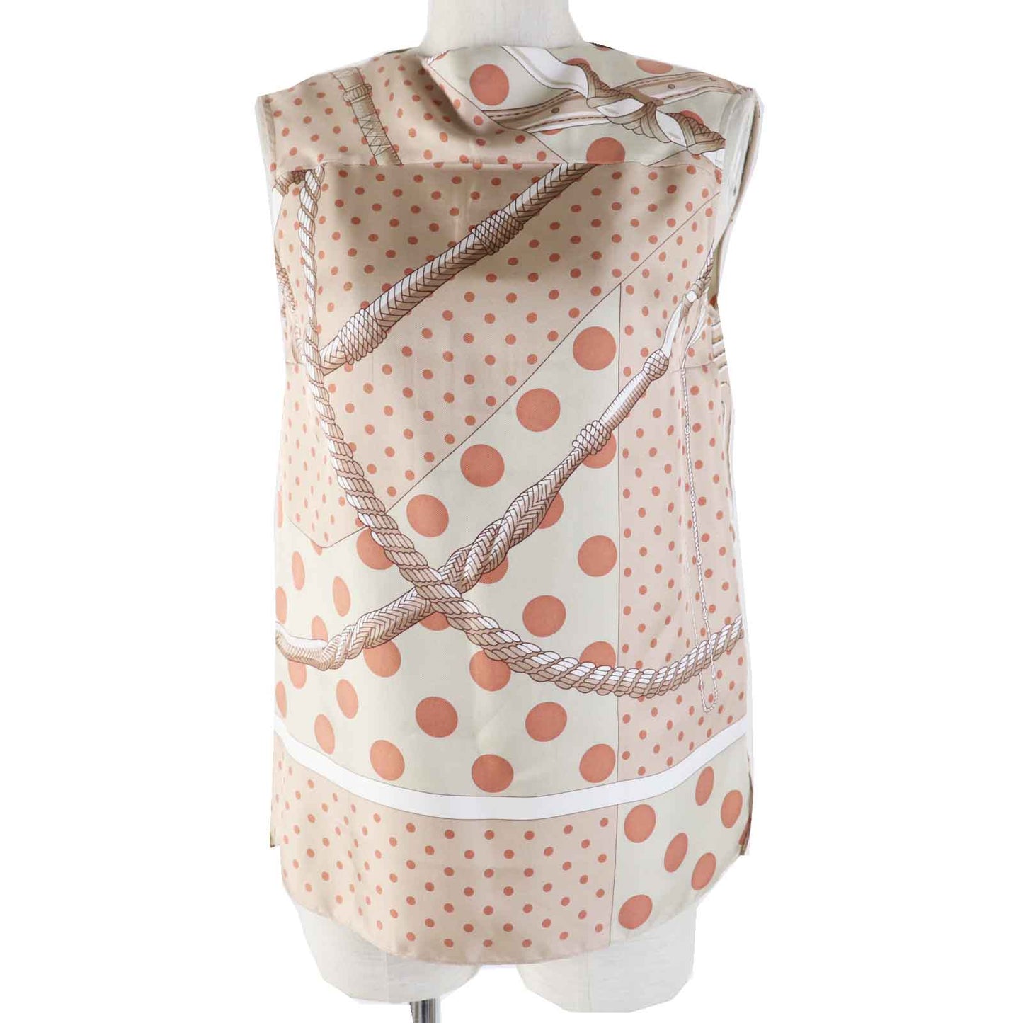 HERMES tops silk Beige Orange type Clic Clac a Pois Clic Clac Dot 34