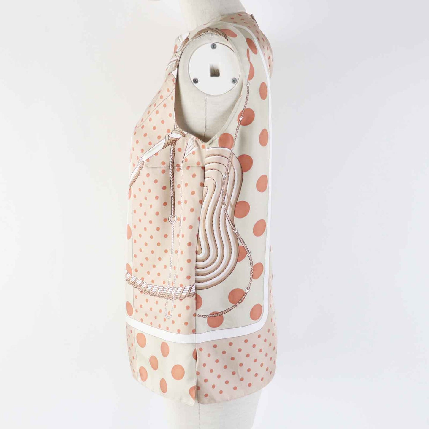 HERMES tops silk Beige Orange type Clic Clac a Pois Clic Clac Dot 34