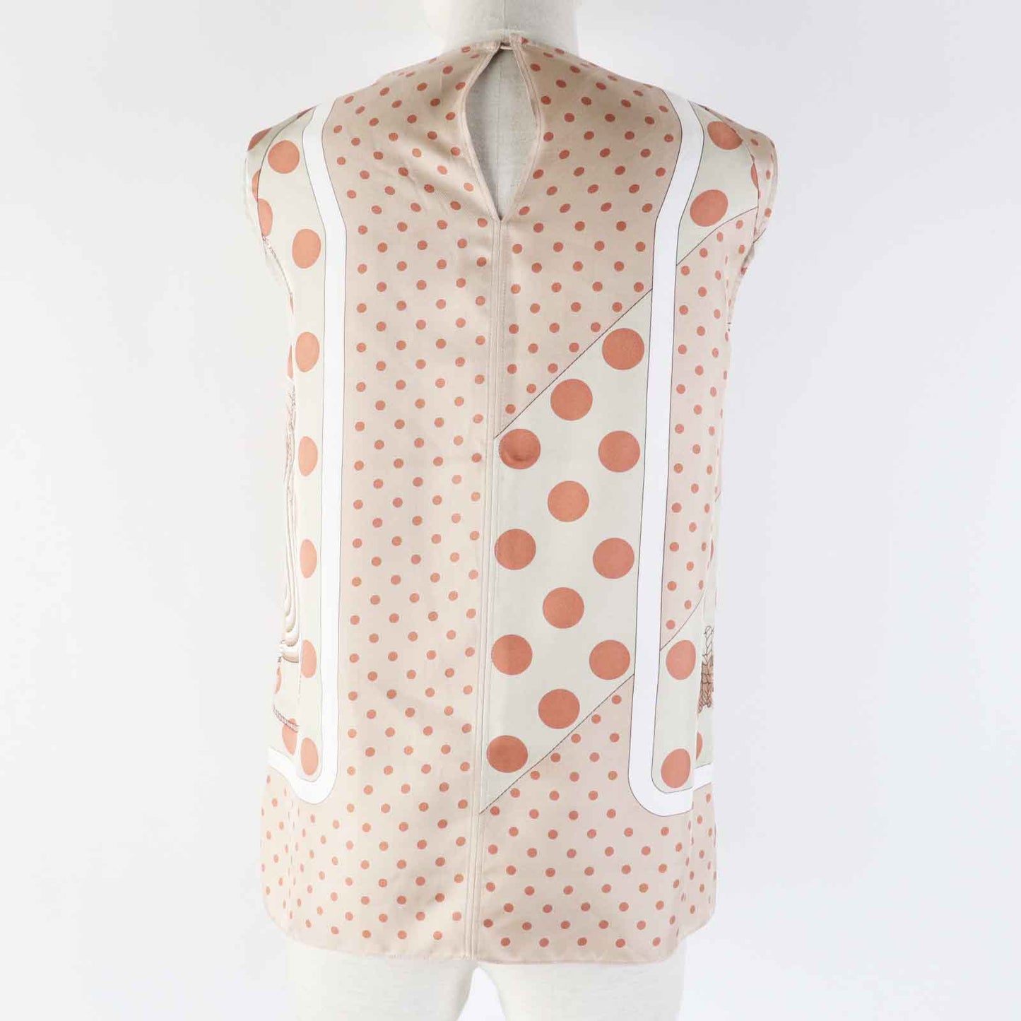 HERMES tops silk Beige Orange type Clic Clac a Pois Clic Clac Dot 34