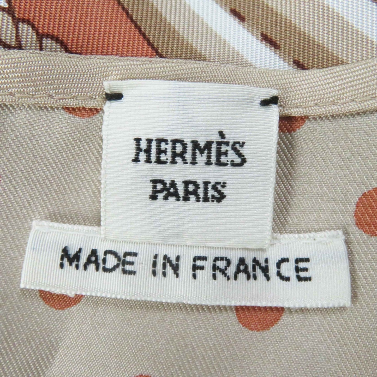 HERMES tops silk Beige Orange type Clic Clac a Pois Clic Clac Dot 34