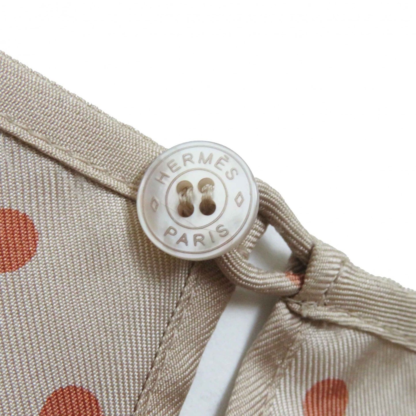 HERMES tops silk Beige Orange type Clic Clac a Pois Clic Clac Dot 34