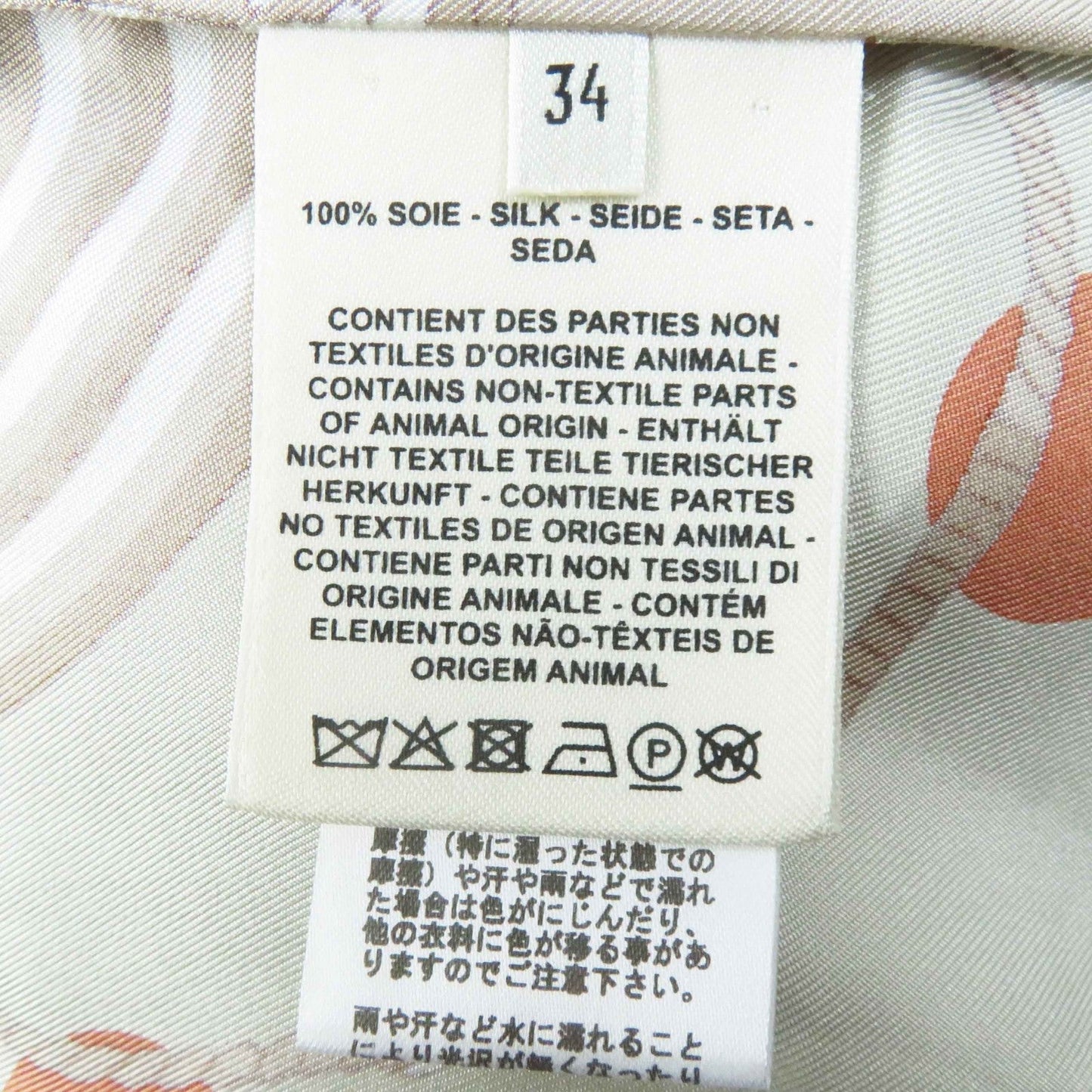 HERMES tops silk Beige Orange type Clic Clac a Pois Clic Clac Dot 34