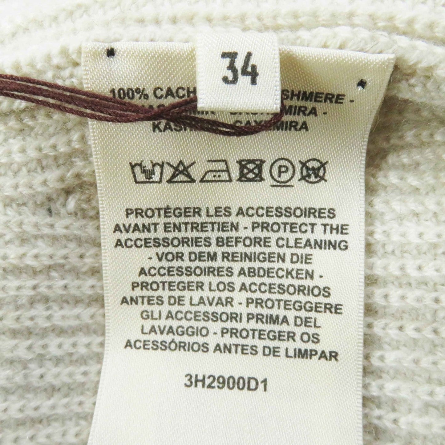 HERMES cardigan 3H2900D1 cashmere light beige 34