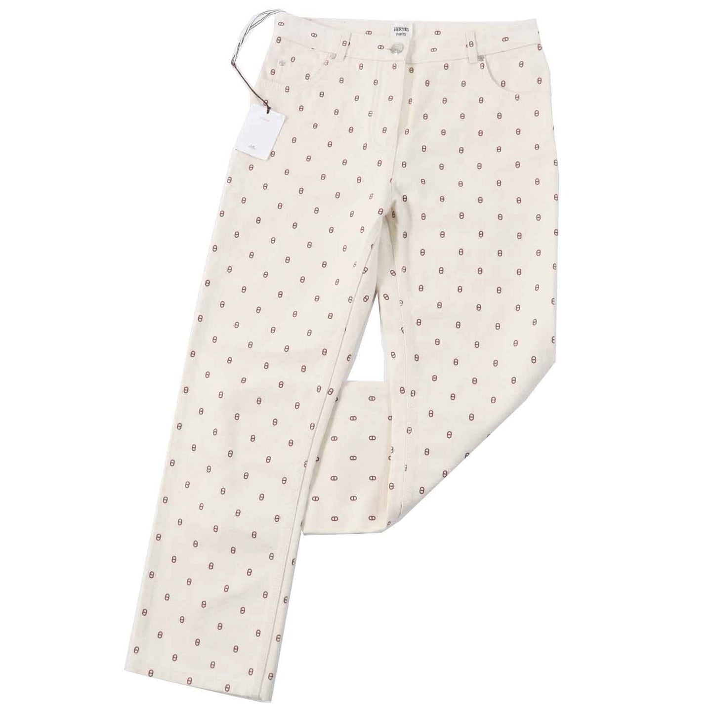 HERMES Pants cotton Blanc Casse 36