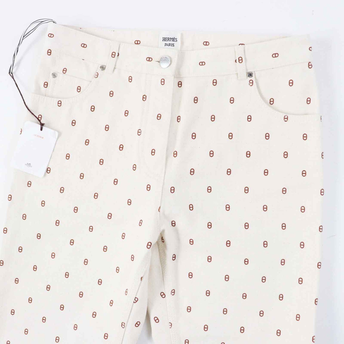HERMES Pants cotton Blanc Casse 36