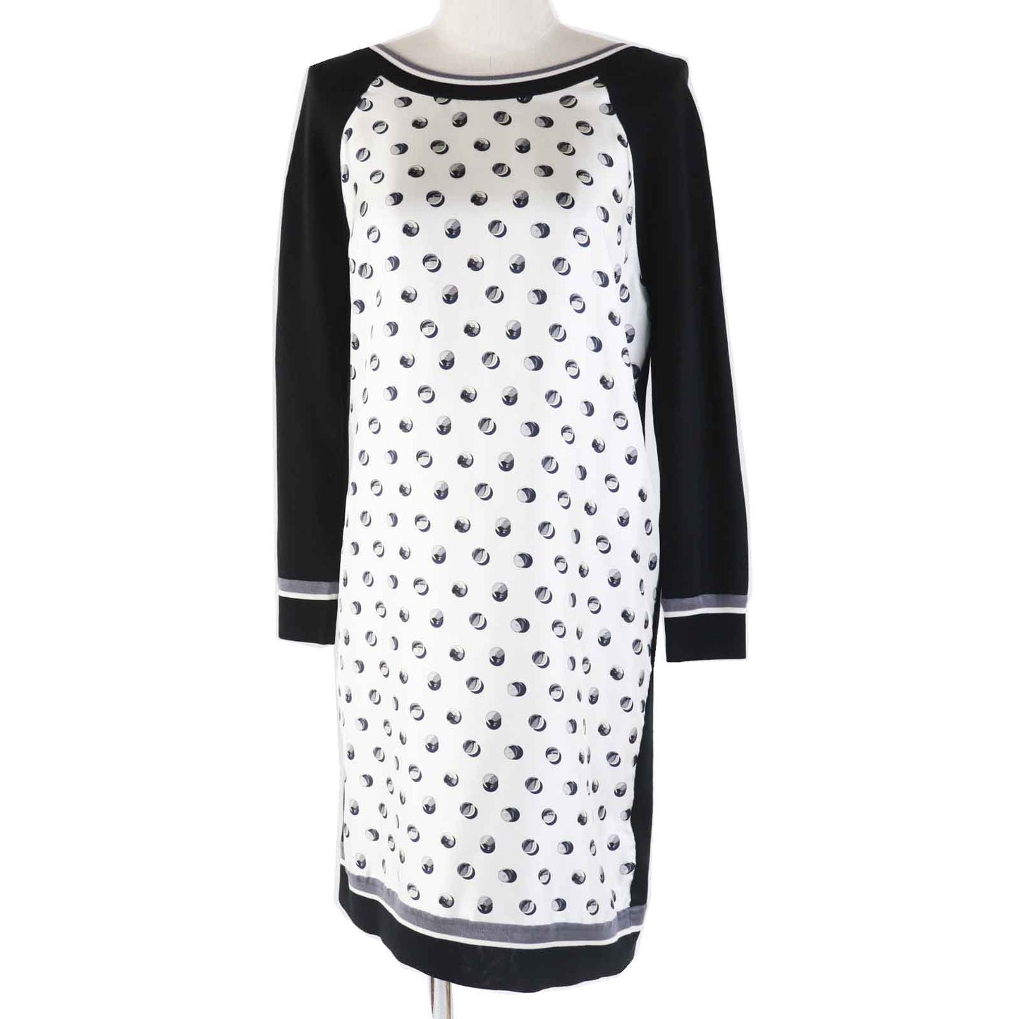 HERMES one piece silk Black Grey 34