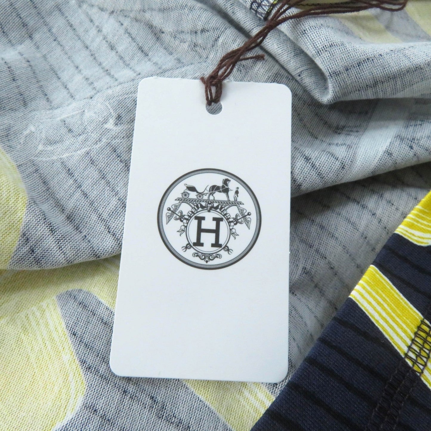 HERMES Short sleeve T-shirt 4H4641DH cotton Navy yellow Kaleidoscope Effect 40