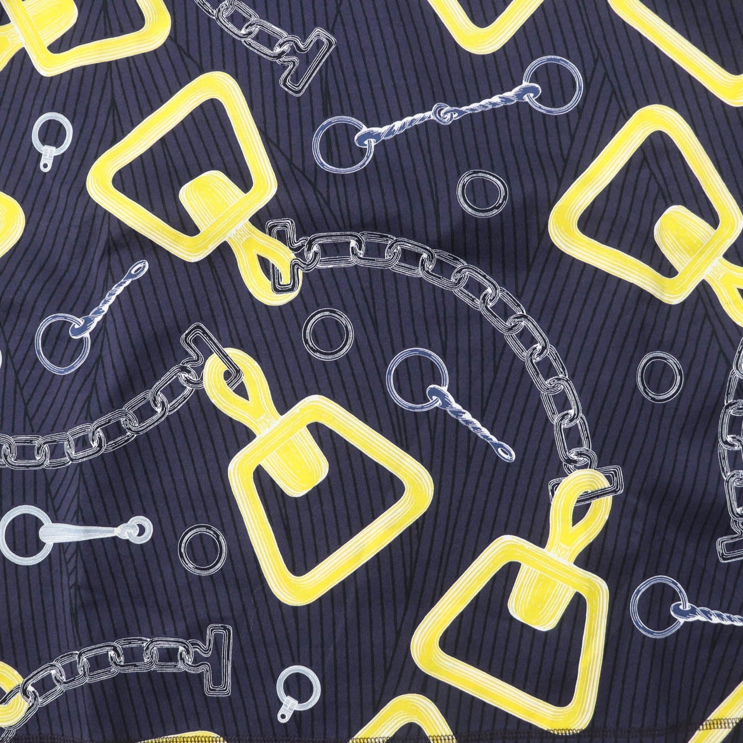 HERMES Short sleeve T-shirt 4H4641DH cotton Navy yellow Kaleidoscope Effect 40