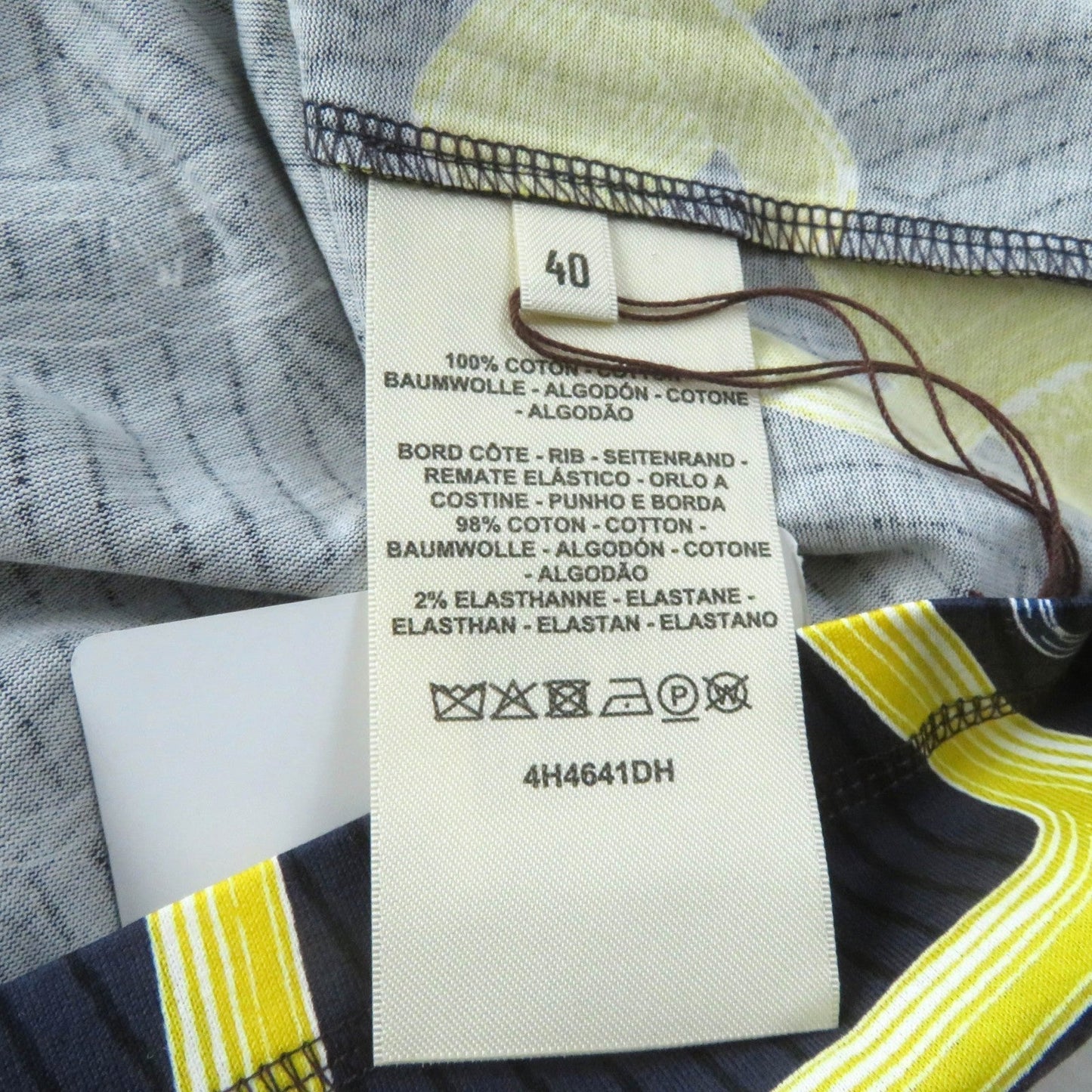 HERMES Short sleeve T-shirt 4H4641DH cotton Navy yellow Kaleidoscope Effect 40