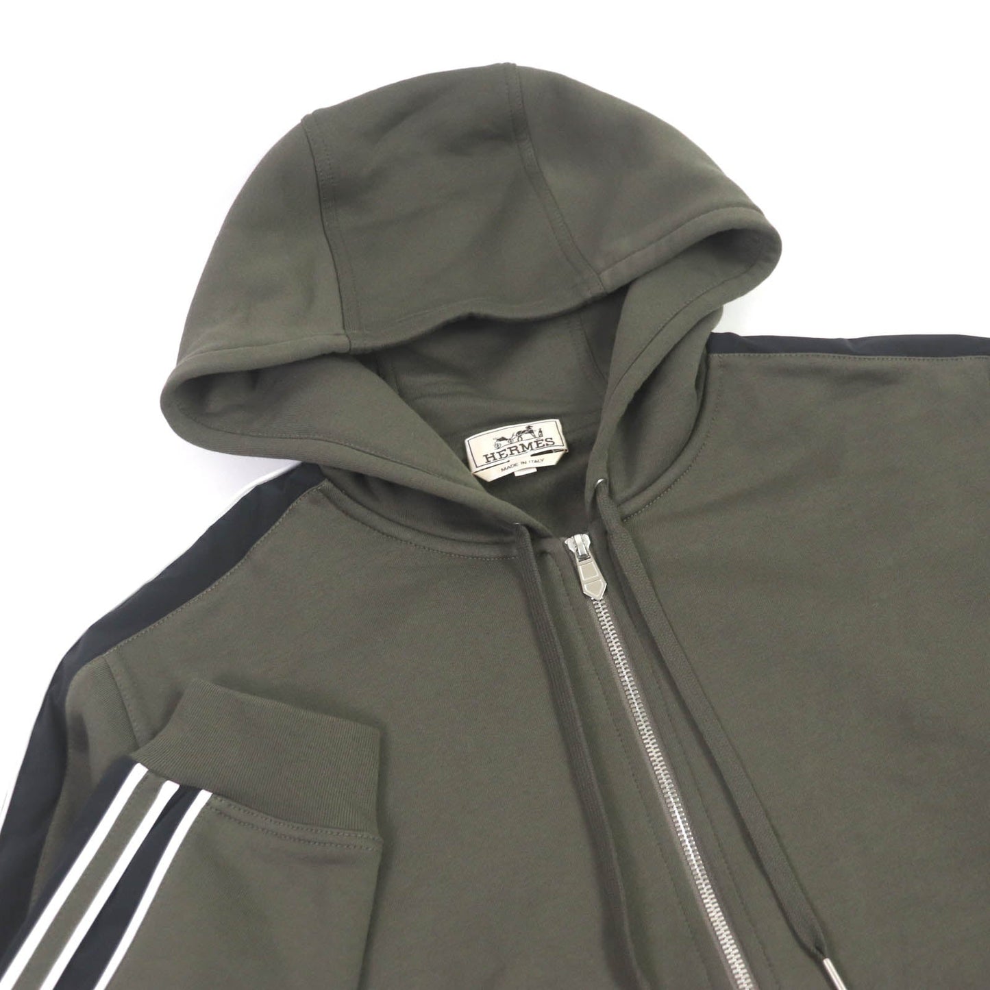 HERMES Hoodie H467780HA cotton khaki Run H L