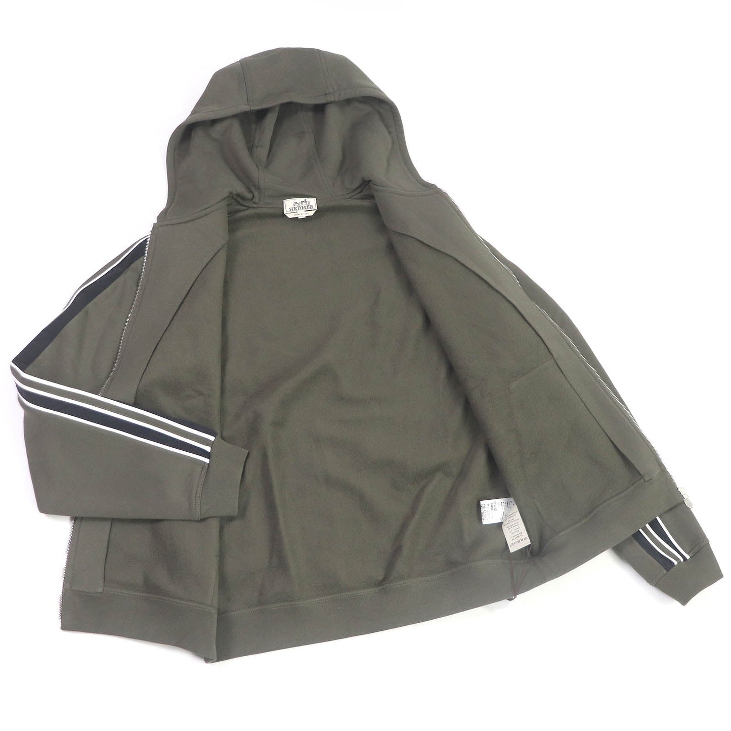 HERMES Hoodie H467780HA cotton khaki Run H L
