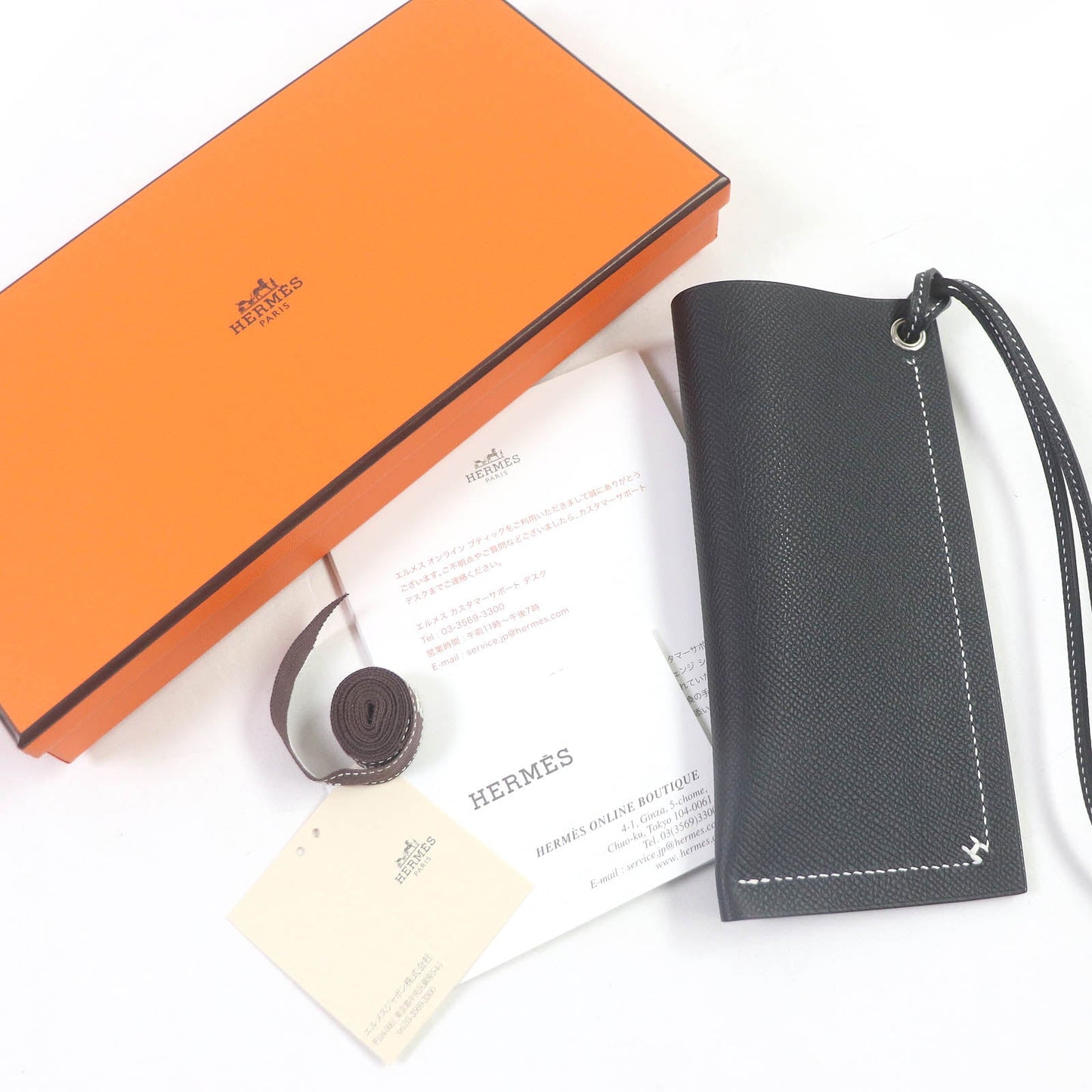 HERMES glasses case Epsom black