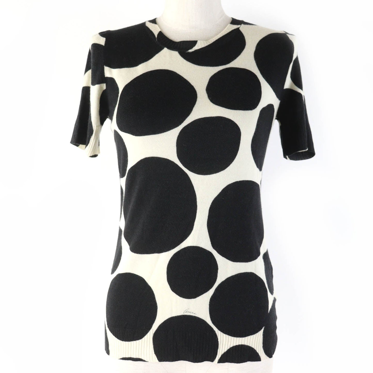 GUCCI Short sleeve knit 229111 cashmere Black Ivory S