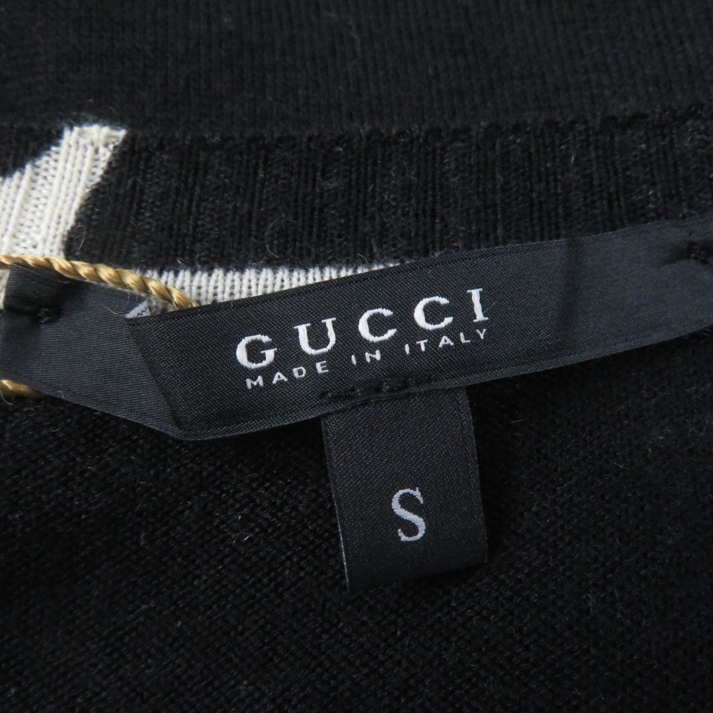 GUCCI Short sleeve knit 229111 cashmere Black Ivory S