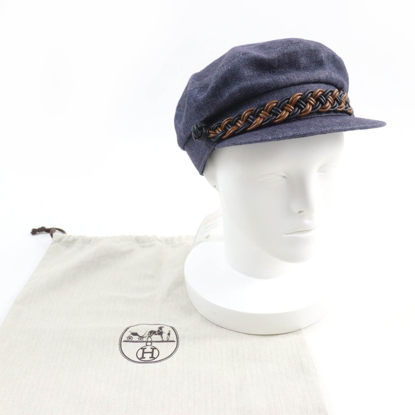 HERMES Casquette linen Indigo 58