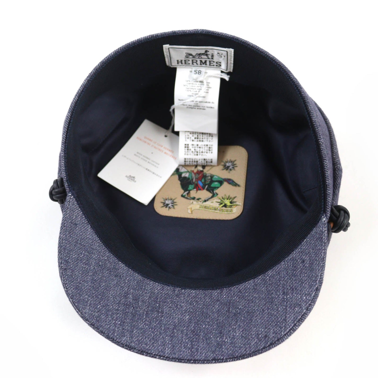 HERMES Casquette linen Indigo 58