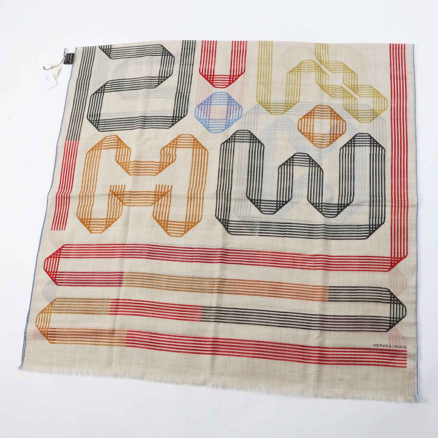 HERMES Stall cashmere Beige multi Les Rubans d'Hermes Hermes ribbons