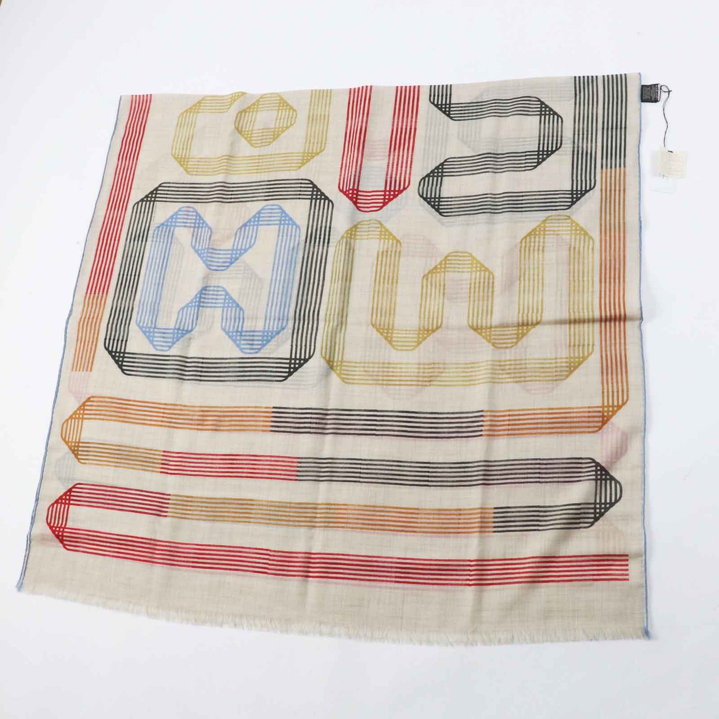 HERMES Stall cashmere Beige multi Les Rubans d'Hermes Hermes ribbons