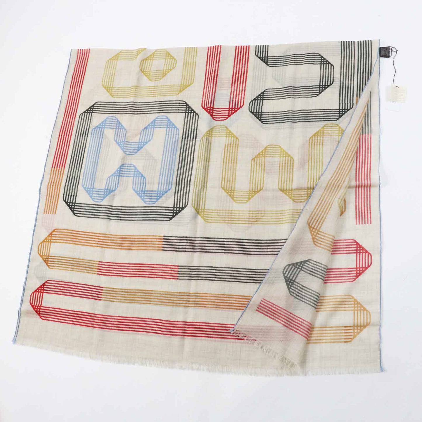 HERMES Stall cashmere Beige multi Les Rubans d'Hermes Hermes ribbons