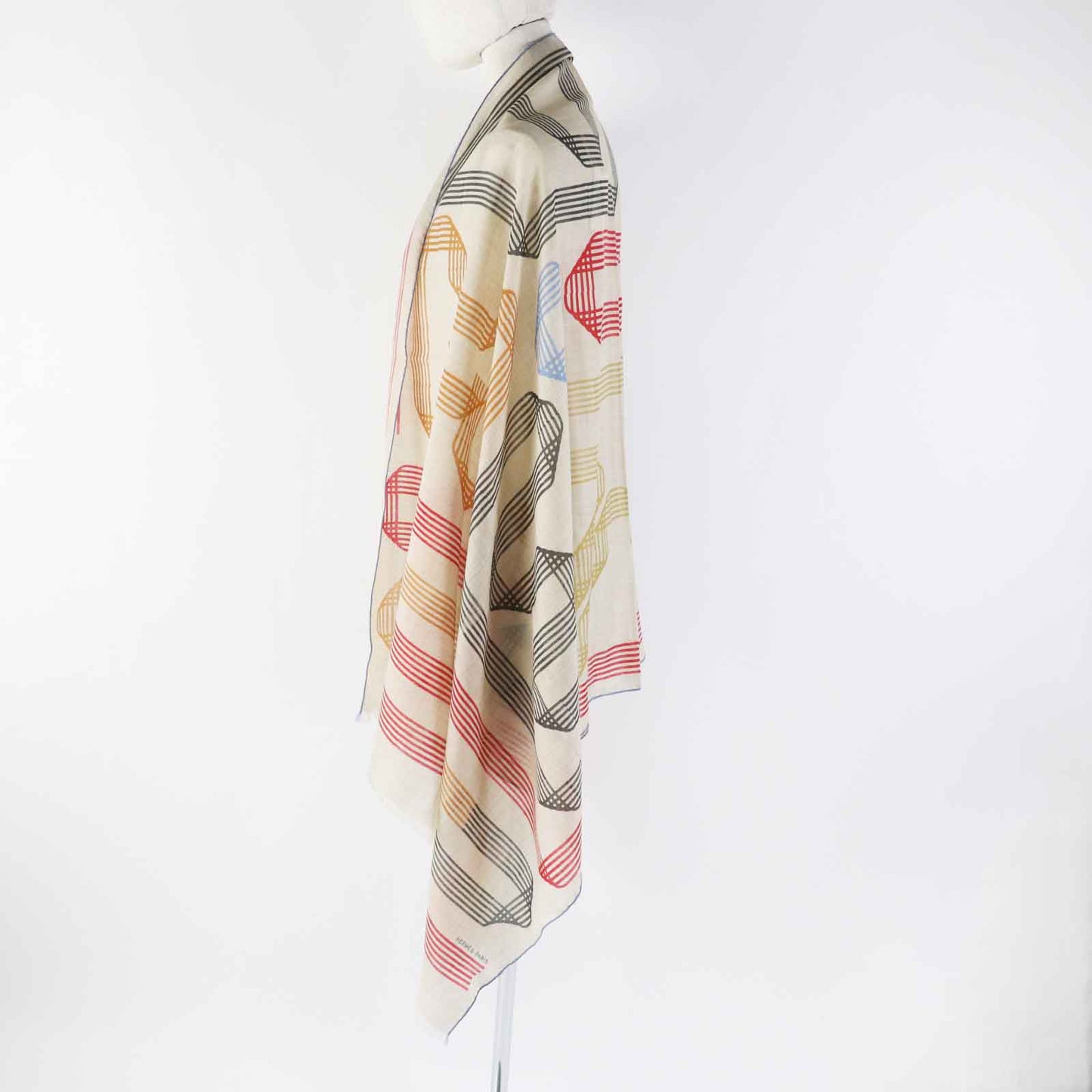 HERMES Stall cashmere Beige multi Les Rubans d'Hermes Hermes ribbons