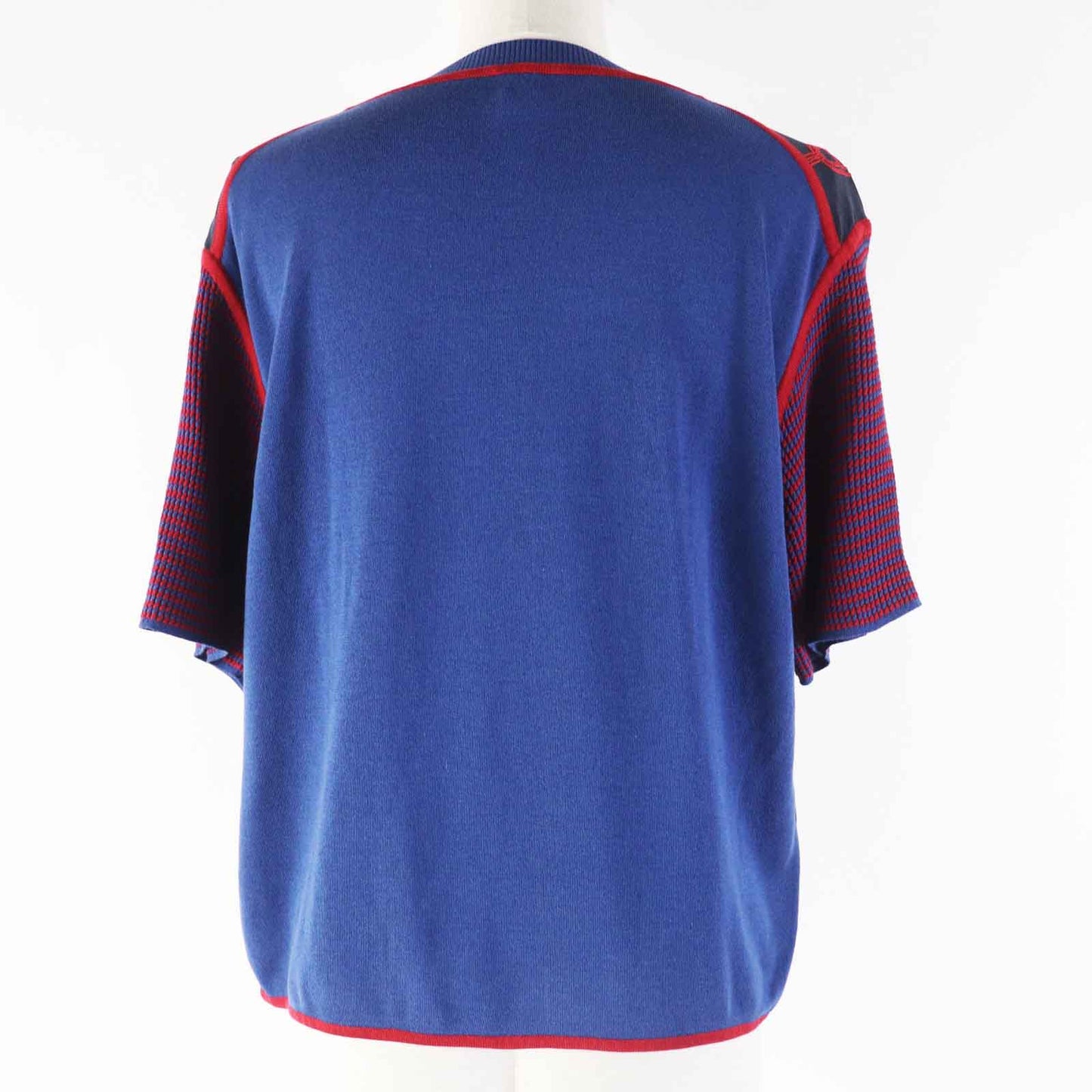 HERMES Short sleeve knit 3E2810DV silk Navy red 40