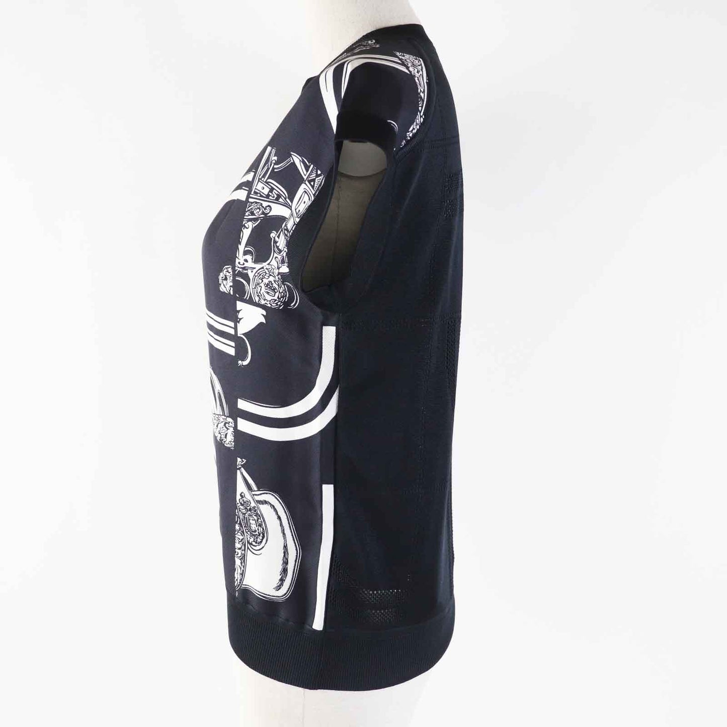 HERMES knit 4E2819DQ silk Black White Disorderly Finesse 36